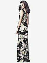 Rear View Thumbnail - Noir Garden Draped V-Neck Shirred Chiffon Maxi Dress