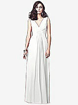 Front View Thumbnail - White Draped V-Neck Shirred Chiffon Maxi Dress
