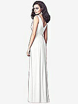 Rear View Thumbnail - White Draped V-Neck Shirred Chiffon Maxi Dress