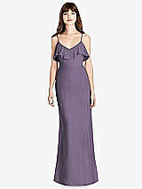 Front View Thumbnail - Lavender Ruffle-Trimmed Backless Maxi Dress