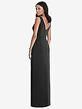 Rear View Thumbnail - Black Draped Wrap Maxi Dress with Front Slit - Sena