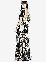 Rear View Thumbnail - Noir Garden Split Sleeve Backless Maxi Dress - Lila