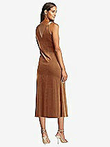 Rear View Thumbnail - Golden Almond Cowl-Neck Velvet Midi Tank Dress - Rowan