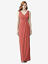 Front View Thumbnail - Coral Pink Sleeveless Draped Faux Wrap Maxi Dress - Dahlia