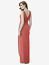 Rear View Thumbnail - Coral Pink Sleeveless Draped Faux Wrap Maxi Dress - Dahlia