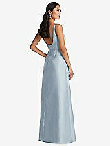 Rear View Thumbnail - Mist Pleated Bodice Open-Back Maxi Dress with Pockets