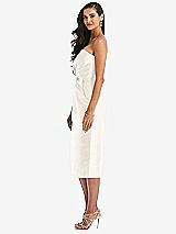 Side View Thumbnail - Ivory Strapless Bow-Waist Pleated Satin Pencil Dress with Pockets