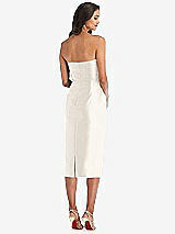 Rear View Thumbnail - Ivory Strapless Bow-Waist Pleated Satin Pencil Dress with Pockets