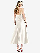 Rear View Thumbnail - Ivory Strapless Bow-Waist Full Skirt Satin Midi Dress