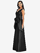 Side View Thumbnail - Black & Black Off-the-Shoulder Bow-Waist Maxi Dress with Pockets