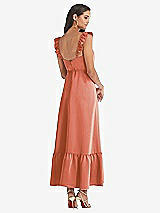 Rear View Thumbnail - Terracotta Copper Ruffled Convertible Sleeve Midi Dress