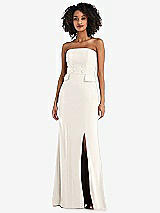Front View Thumbnail - Ivory Strapless Tuxedo Maxi Dress with Front Slit