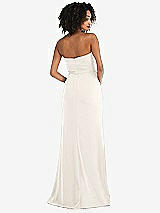 Rear View Thumbnail - Ivory Strapless Tuxedo Maxi Dress with Front Slit