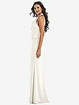 Side View Thumbnail - Ivory Halter Tuxedo Maxi Dress with Front Slit