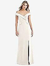 Front View Thumbnail - Ivory Off-the-Shoulder Tuxedo Maxi Dress with Front Slit