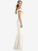 Side View Thumbnail - Ivory Off-the-Shoulder Tuxedo Maxi Dress with Front Slit