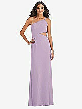 Front View Thumbnail - Pale Purple One-Shoulder Midriff Cutout Maxi Dress