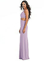 Side View Thumbnail - Pale Purple One-Shoulder Midriff Cutout Maxi Dress