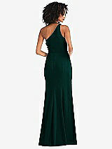 Rear View Thumbnail - Evergreen One-Shoulder Draped Cowl-Neck Maxi Dress