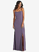 Front View Thumbnail - Lavender Spaghetti Strap Tie Halter Backless Trumpet Gown