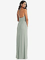 Rear View Thumbnail - Willow Green Spaghetti Strap Tie Halter Backless Trumpet Gown