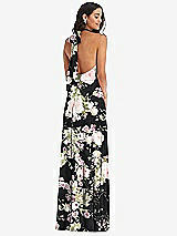 Rear View Thumbnail - Noir Garden High Neck Halter Backless Maxi Dress