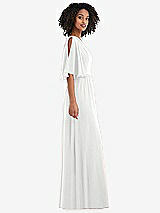 Side View Thumbnail - White One-Shoulder Bell Sleeve Chiffon Maxi Dress