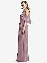 Side View Thumbnail - Dusty Rose Convertible Cold-Shoulder Draped Wrap Maxi Dress