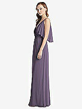 Alt View 2 Thumbnail - Lavender Convertible Cold-Shoulder Draped Wrap Maxi Dress