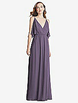 Alt View 3 Thumbnail - Lavender Convertible Cold-Shoulder Draped Wrap Maxi Dress