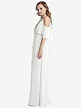 Side View Thumbnail - White Convertible Cold-Shoulder Draped Wrap Maxi Dress