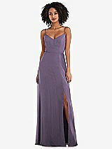 Front View Thumbnail - Lavender Tie-Back Cutout Maxi Dress with Front Slit