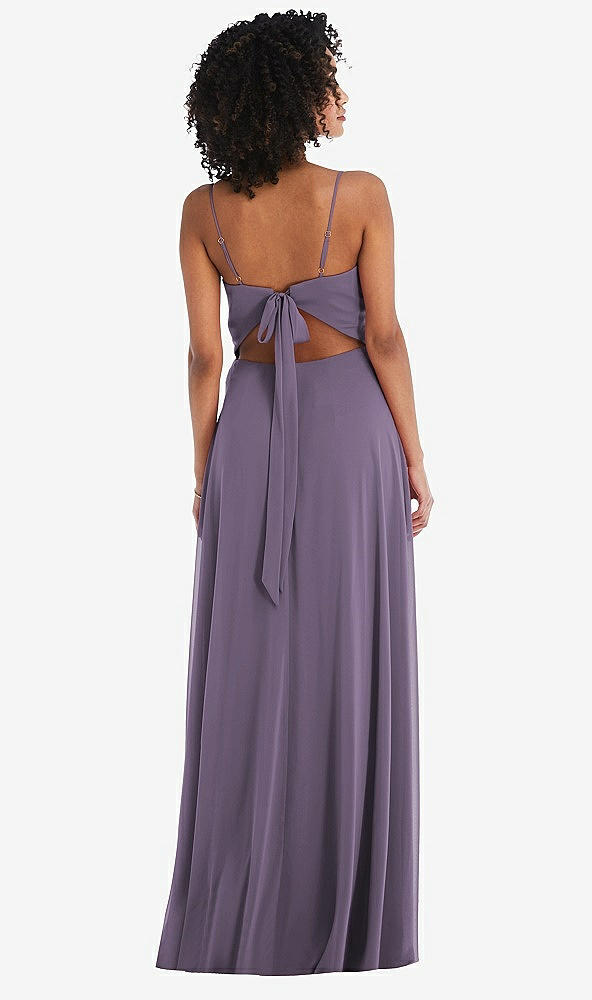 Back View - Lavender Tie-Back Cutout Maxi Dress with Front Slit