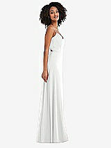 Side View Thumbnail - White Tie-Back Cutout Maxi Dress with Front Slit