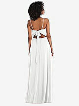 Rear View Thumbnail - White Tie-Back Cutout Maxi Dress with Front Slit