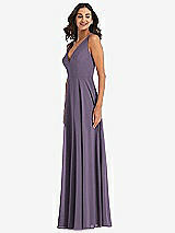 Side View Thumbnail - Lavender Deep V-Neck Chiffon Maxi Dress