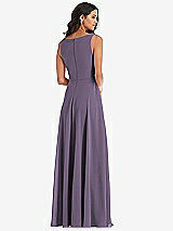 Rear View Thumbnail - Lavender Deep V-Neck Chiffon Maxi Dress