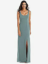 Front View Thumbnail - Icelandic Scoop Neck Open-Back Trumpet Gown