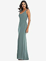 Side View Thumbnail - Icelandic Scoop Neck Open-Back Trumpet Gown