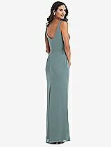 Rear View Thumbnail - Icelandic Scoop Neck Open-Back Trumpet Gown
