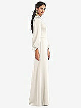 Side View Thumbnail - Ivory High Collar Puff Sleeve Trumpet Gown - Darby
