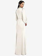 Rear View Thumbnail - Ivory High Collar Puff Sleeve Trumpet Gown - Darby