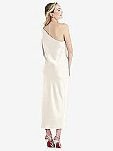 Rear View Thumbnail - Ivory One-Shoulder Asymmetrical Midi Slip Dress