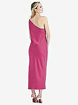 Rear View Thumbnail - Tea Rose One-Shoulder Asymmetrical Midi Slip Dress