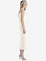 Side View Thumbnail - Ivory Asymmetrical One-Shoulder Cowl Midi Slip Dress