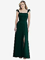 Front View Thumbnail - Evergreen Ruffled Sleeve Tie-Back Maxi Dress