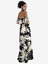 Rear View Thumbnail - Noir Garden Off-the-Shoulder Ruffled High Low Maxi Dress