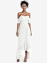 Front View Thumbnail - White Off-the-Shoulder Ruffled High Low Maxi Dress