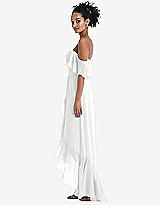Side View Thumbnail - White Off-the-Shoulder Ruffled High Low Maxi Dress