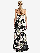 Rear View Thumbnail - Noir Garden Scoop Neck Ruffle-Trimmed High Low Maxi Dress